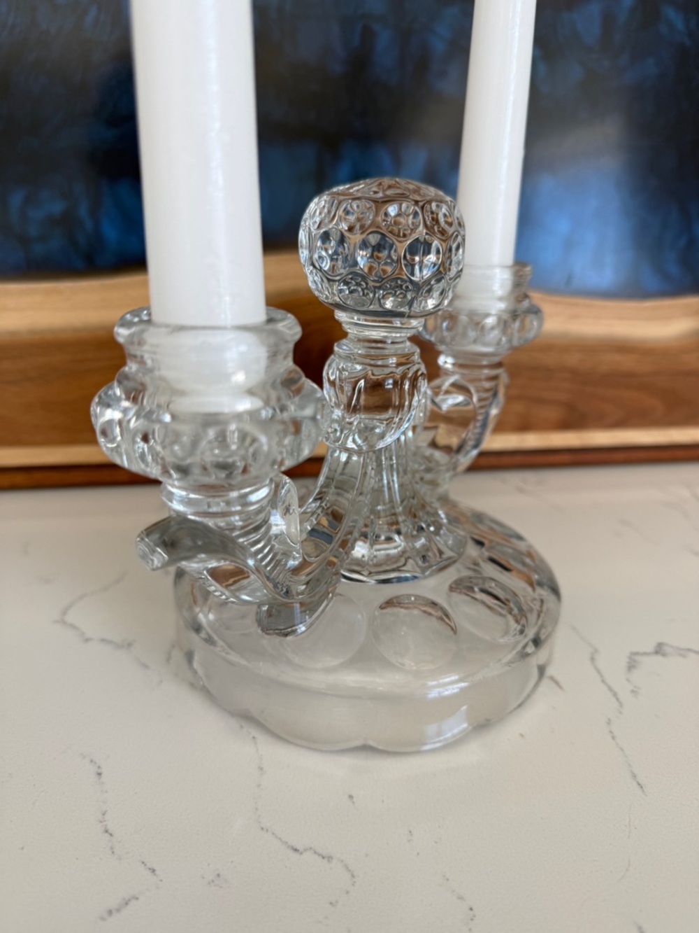 Vintage Heisey glass 2 light candlelabra - Picture 2 of 13